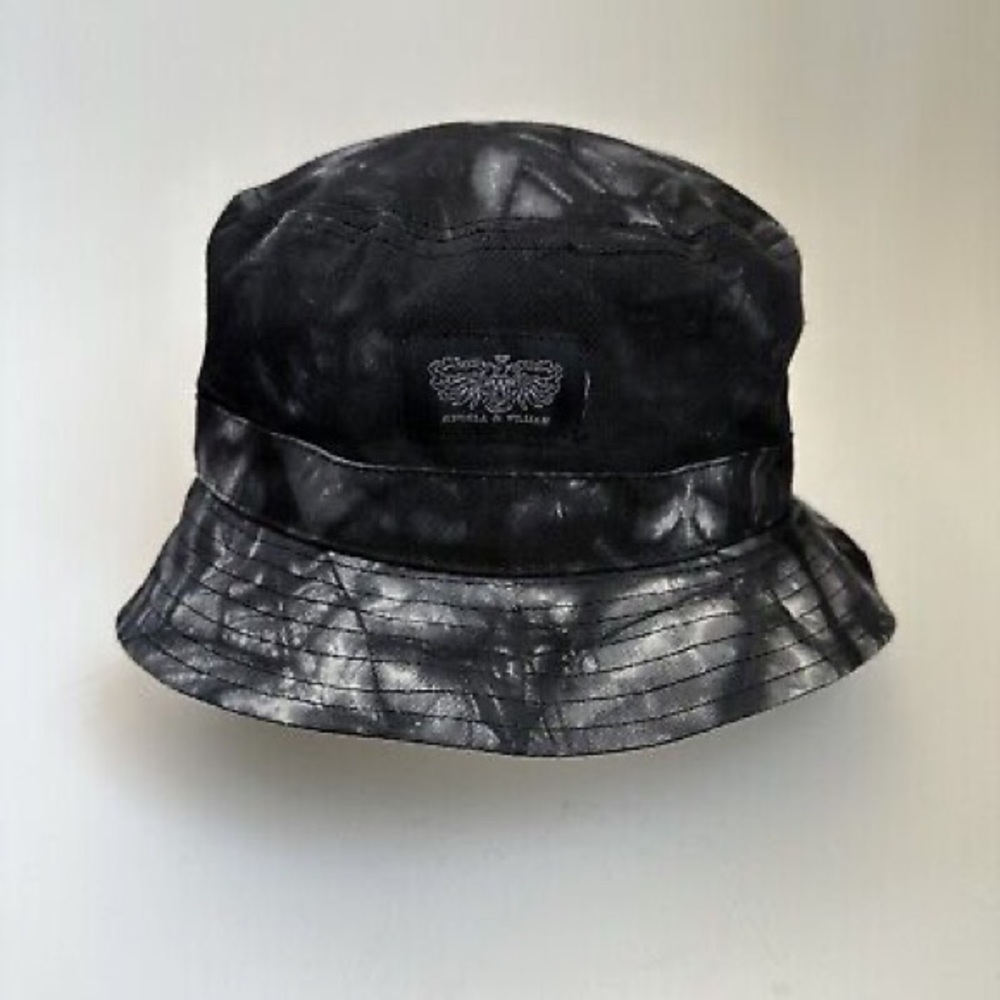 ANGELA & WILLIAM Reversible Bucket Hat Black Gray Cap 100% Cotton EUC